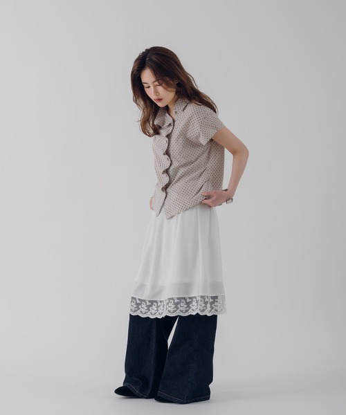 MUHET(ミュエータ)の「satin lace skirt / サテンレーススカート(スカート・レディース・ブラック/オフホワイト・MEDIUM/LARGE)」の12枚目の写真