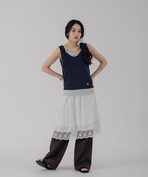 MUHET(ミュエータ)の「satin lace skirt / サテンレーススカート(スカート・レディース・ブラック/オフホワイト・MEDIUM/LARGE)」の14枚目の写真