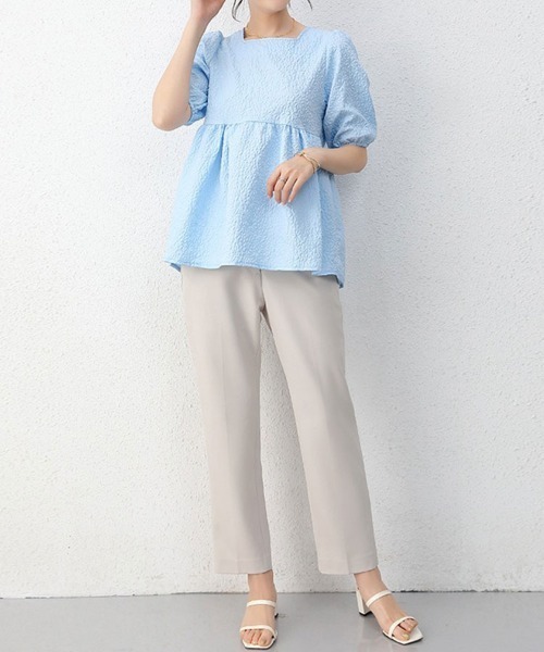 mielu(ミエル)の「ボリュームスリーブペプラムブラウス(シャツ/ブラウス・レディース・アイボリー/ベージュ/ブラウン/ブルー/ブラック・LARGE/MEDIUM)」の20枚目の写真