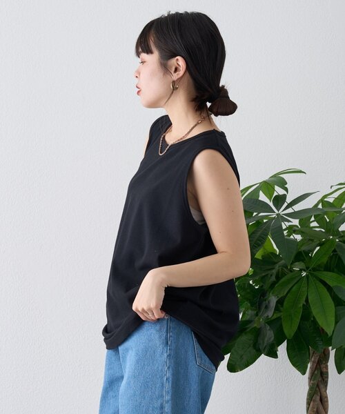 CIAOPANIC TYPY（チャオパニックティピー）の「【ユニセックス】接触冷感テレコリブノースリーブタンクトップ（タンクトップ・メンズ・ブラック/グレー/ホワイト・MEDIUM/SMALL/LARGE）」の18枚目の写真