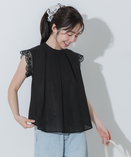 coca(coca)(コカ)の「袖レースフレアノースリーブブラウス(シャツ/ブラウス・レディース・グレイッシュベージュ/ブラック・L/M/S)」の11枚目の写真