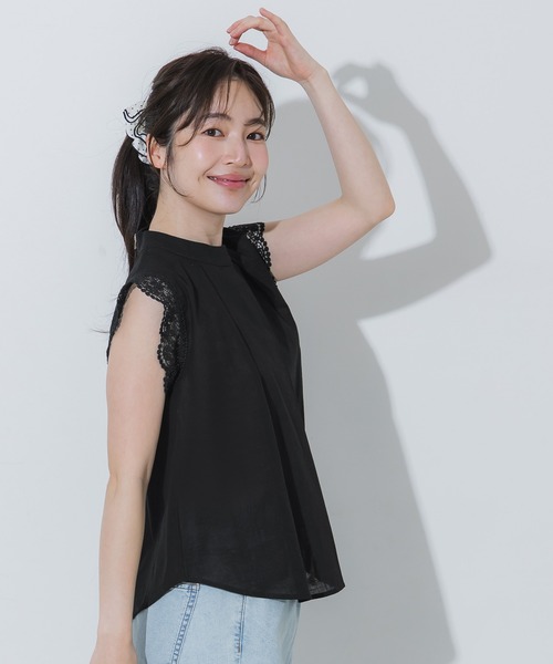 coca(coca)(コカ)の「袖レースフレアノースリーブブラウス(シャツ/ブラウス・レディース・グレイッシュベージュ/ブラック・L/M/S)」の10枚目の写真