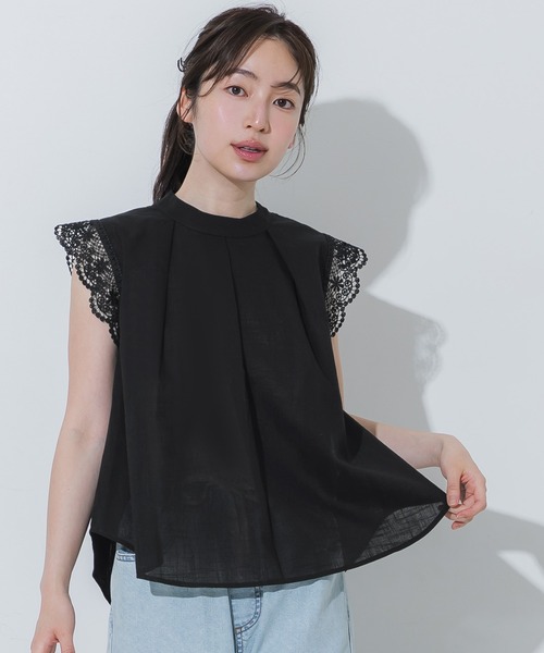 coca(coca)(コカ)の「袖レースフレアノースリーブブラウス(シャツ/ブラウス・レディース・グレイッシュベージュ/ブラック・L/M/S)」の6枚目の写真
