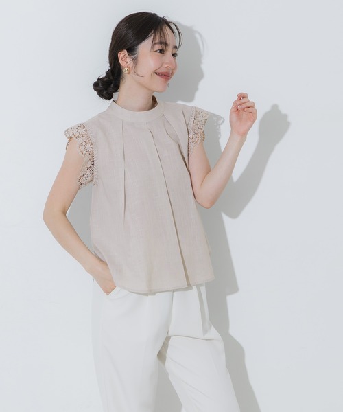 coca(coca)(コカ)の「袖レースフレアノースリーブブラウス(シャツ/ブラウス・レディース・グレイッシュベージュ/ブラック・L/M/S)」の19枚目の写真