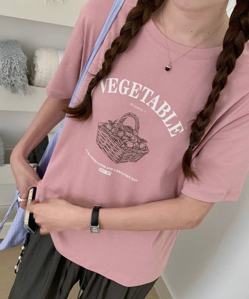 ADDITION STORE(アディションストア)の「VEGETABLE PRINT ハーフスリーブTシャツ(Tシャツ/カットソー・レディース・チャコールグレー/ピンク/ホワイト・FREE)」の7枚目の写真