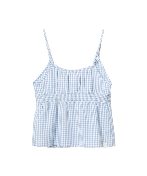 A BATHING APE(アベイシングエイプ)の「HEART BADGE WOVEN TABLE CHECK CAMI TOP(キャミソール・レディース・サックスブルー・SMALL/X-SMALL)」の2枚目の写真