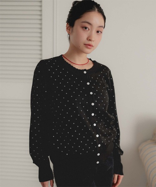 miette(ミエット)の「アイレットレース柄ニットカーディガン(カーディガン/ボレロ・レディース・チャコール/アイボリー/ブラウン/ブラック・FREE)」の14枚目の写真