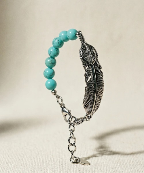 TMT(ティーエムティー)の「BRACELET(FEATHER)(ネックレス・メンズ・ブラック/ターコイズブルー/レッド・FREE)」の3枚目の写真