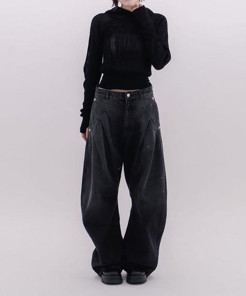CONZ(コンズ)の「rib slim hoodie(パーカー・レディース・グレー/アイボリー/ブラック・FREE)」の5枚目の写真