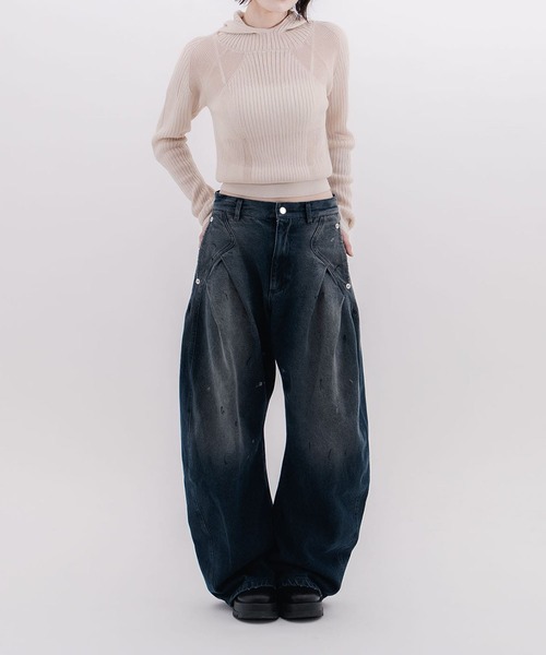 CONZ(コンズ)の「rib slim hoodie(パーカー・レディース・グレー/アイボリー/ブラック・FREE)」の12枚目の写真