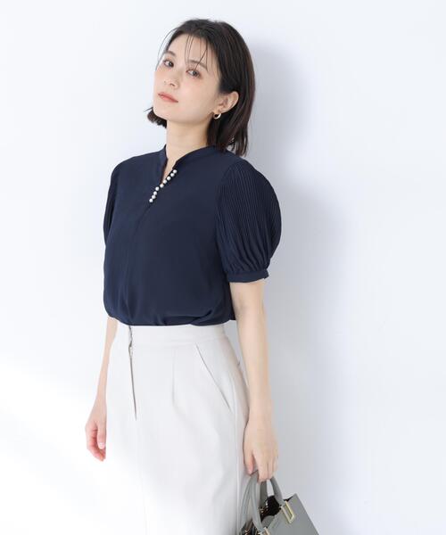 NATURAL BEAUTY BASIC(ナチュラルビューティーベーシック)の「ラインパール楊柳ブラウス(シャツ/ブラウス・レディース・ネイビー/ライトグリーン/オフホワイト・SMALL/MEDIUM)」の11枚目の写真