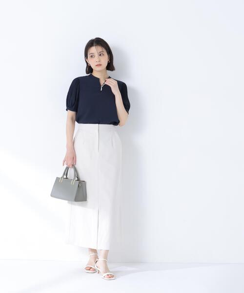 NATURAL BEAUTY BASIC(ナチュラルビューティーベーシック)の「ラインパール楊柳ブラウス(シャツ/ブラウス・レディース・ネイビー/ライトグリーン/オフホワイト・SMALL/MEDIUM)」の12枚目の写真