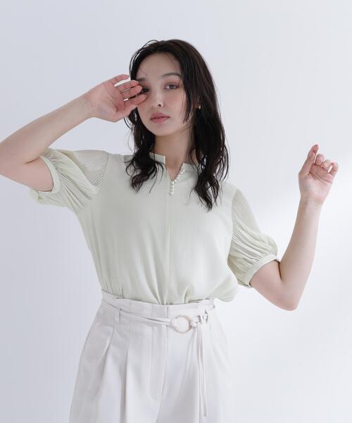 NATURAL BEAUTY BASIC(ナチュラルビューティーベーシック)の「ラインパール楊柳ブラウス(シャツ/ブラウス・レディース・ネイビー/ライトグリーン/オフホワイト・SMALL/MEDIUM)」の16枚目の写真