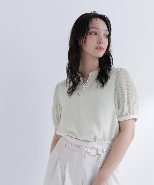 NATURAL BEAUTY BASIC(ナチュラルビューティーベーシック)の「ラインパール楊柳ブラウス(シャツ/ブラウス・レディース・ネイビー/ライトグリーン/オフホワイト・SMALL/MEDIUM)」の18枚目の写真