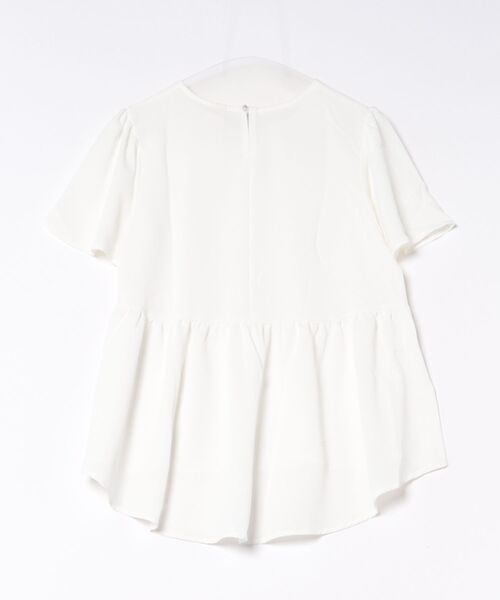 itto...（イット）の「【接触冷感＆UVカット】ひんやりさらさらジョーゼットフレア袖ペプラムトップス（Tシャツ/カットソー・レディース・ネイビー/オフホワイト/ライトブルー・FREE）」の4枚目の写真
