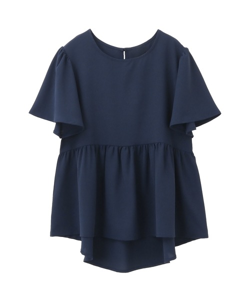 itto...（イット）の「【接触冷感＆UVカット】ひんやりさらさらジョーゼットフレア袖ペプラムトップス（Tシャツ/カットソー・レディース・ネイビー/オフホワイト/ライトブルー・FREE）」の9枚目の写真