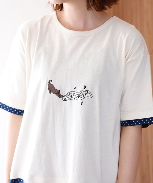 Emago(イマゴ)の「EMAGO ねこミュージック刺繍チュニック(その他トップス・レディース・アイボリー・FREE)」の4枚目の写真