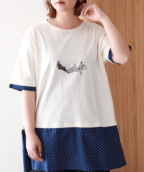 Emago(イマゴ)の「EMAGO ねこミュージック刺繍チュニック(その他トップス・レディース・アイボリー・FREE)」の5枚目の写真