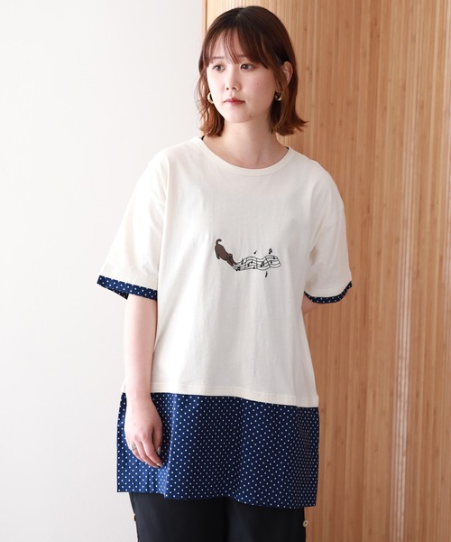 Emago(イマゴ)の「EMAGO ねこミュージック刺繍チュニック(その他トップス・レディース・アイボリー・FREE)」の2枚目の写真