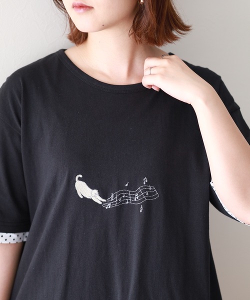 Emago(イマゴ)の「EMAGO ねこミュージック刺繍チュニック(その他トップス・レディース・アイボリー・FREE)」の12枚目の写真