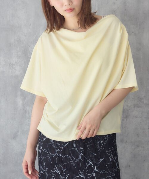 RETRO GIRL（レトロガール）の「【接触冷感】ドレープ半袖TEE（Tシャツ/カットソー・レディース・オフホワイト/ブラック/イエロー・FREE）」の3枚目の写真