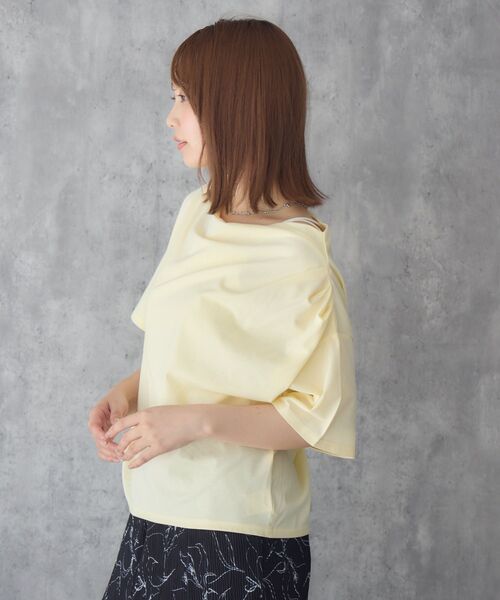 RETRO GIRL（レトロガール）の「【接触冷感】ドレープ半袖TEE（Tシャツ/カットソー・レディース・オフホワイト/ブラック/イエロー・FREE）」の22枚目の写真