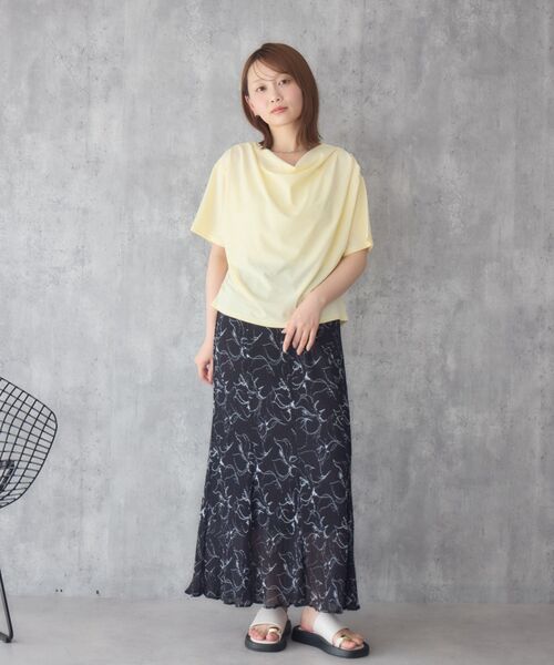 RETRO GIRL（レトロガール）の「【接触冷感】ドレープ半袖TEE（Tシャツ/カットソー・レディース・オフホワイト/ブラック/イエロー・FREE）」の21枚目の写真