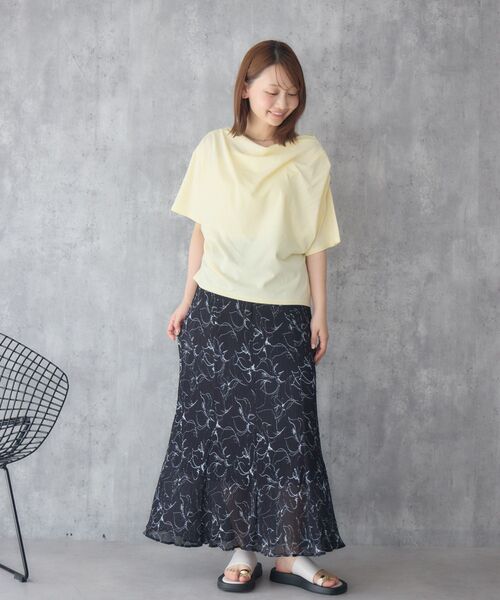 RETRO GIRL（レトロガール）の「【接触冷感】ドレープ半袖TEE（Tシャツ/カットソー・レディース・オフホワイト/ブラック/イエロー・FREE）」の20枚目の写真