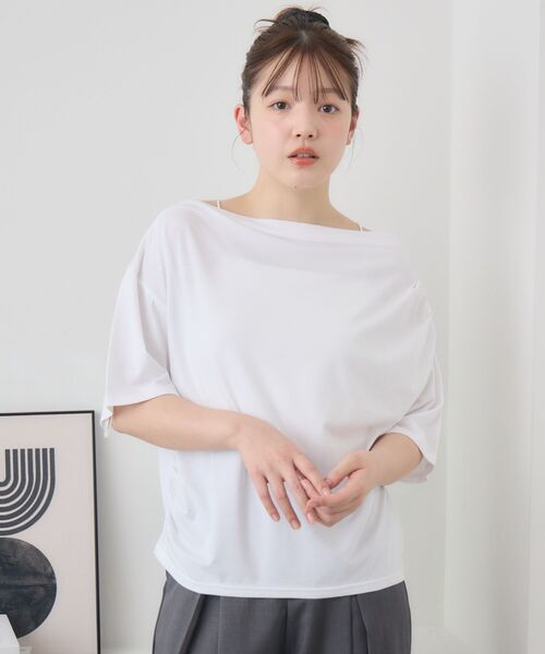 RETRO GIRL（レトロガール）の「【接触冷感】ドレープ半袖TEE（Tシャツ/カットソー・レディース・オフホワイト/ブラック/イエロー・FREE）」の14枚目の写真