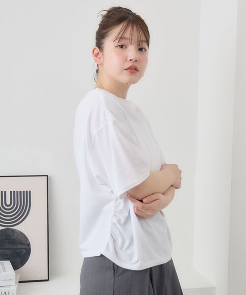 RETRO GIRL（レトロガール）の「【接触冷感】ドレープ半袖TEE（Tシャツ/カットソー・レディース・オフホワイト/ブラック/イエロー・FREE）」の13枚目の写真