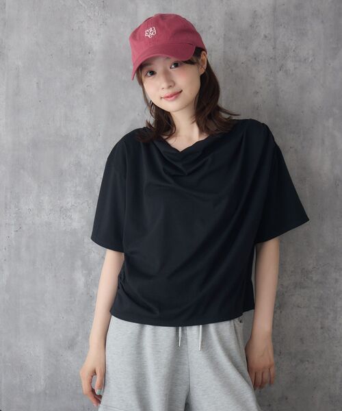 RETRO GIRL（レトロガール）の「【接触冷感】ドレープ半袖TEE（Tシャツ/カットソー・レディース・オフホワイト/ブラック/イエロー・FREE）」の11枚目の写真