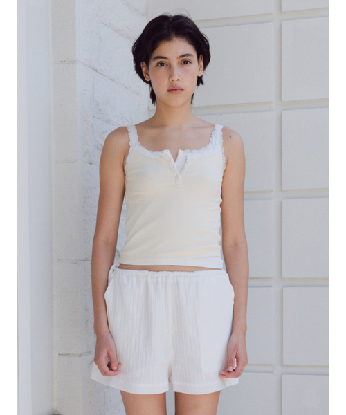 BAIE OUD(ベイウード)の「Lace square sleeveless_yellow(Tシャツ/カットソー・レディース・その他・FREE)」の1枚目の写真