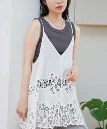 coen | 刺繍レース Aラインキャミソールビスチェ(キャミソール)