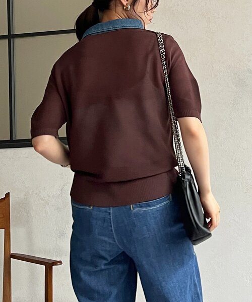 un dix cors(アンディコール)の「デニム襟切り替えプルオーバー(カーディガン/ボレロ・レディース・ブラック/ブラウン/サックスブルー・FREE)」の12枚目の写真