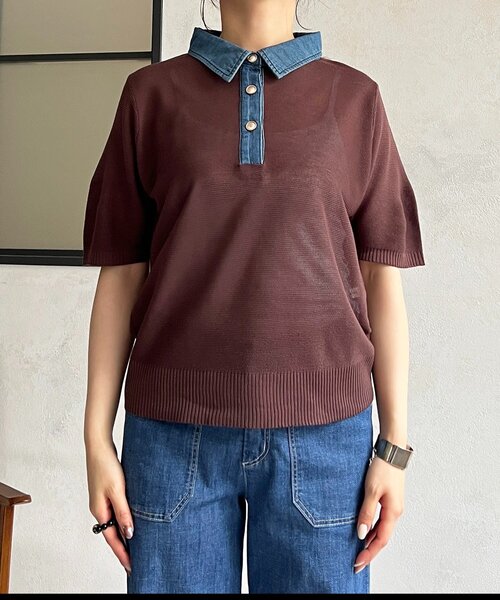 un dix cors(アンディコール)の「デニム襟切り替えプルオーバー(カーディガン/ボレロ・レディース・ブラック/ブラウン/サックスブルー・FREE)」の17枚目の写真