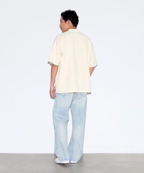 coca(coca)(コカ)の「鹿の子ポンチワイドポロシャツ(ポロシャツ・メンズ・ネイビー/アイボリー・XL/M/L)」の9枚目の写真