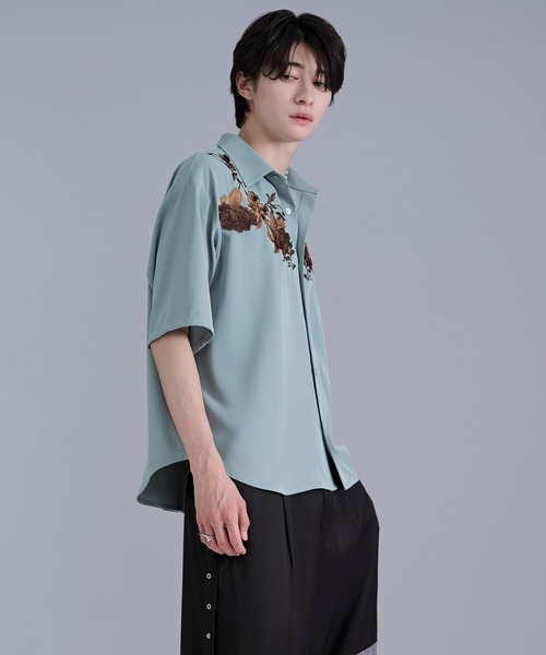 Ellno Loset(エルノロゼット)の「フラワー刺繍トロミレギュラーシャツ(シャツ/ブラウス・メンズ・ミント/ブラック/オフホワイト・MEDIUM/SMALL/LARGE)」の15枚目の写真