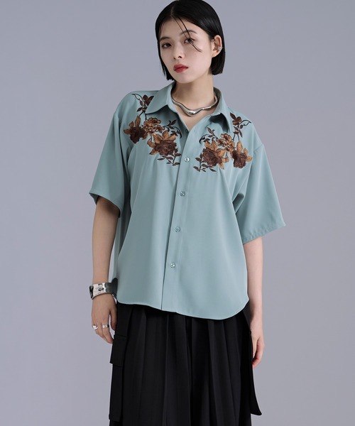 Ellno Loset(エルノロゼット)の「フラワー刺繍トロミレギュラーシャツ(シャツ/ブラウス・メンズ・ミント/ブラック/オフホワイト・MEDIUM/SMALL/LARGE)」の20枚目の写真