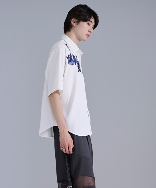 Ellno Loset(エルノロゼット)の「フラワー刺繍トロミレギュラーシャツ(シャツ/ブラウス・メンズ・ミント/ブラック/オフホワイト・MEDIUM/SMALL/LARGE)」の10枚目の写真