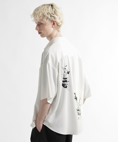 HARE（ハレ）の「ドローイングパッチシャツ(HARE)（シャツ/ブラウス・メンズ・レッド/ホワイト/ブラック・FREE）」の13枚目の写真