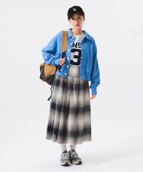 BEAMS BOY（ビームスボーイ）の「ビッグ チェック ラップ スカート（スカート・レディース・オレンジ/ブラック/インディゴブルー・3/2/1/0）」の12枚目の写真
