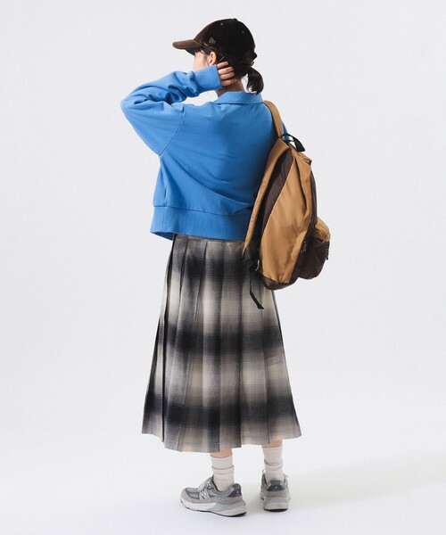 BEAMS BOY（ビームスボーイ）の「ビッグ チェック ラップ スカート（スカート・レディース・オレンジ/ブラック/インディゴブルー・3/2/1/0）」の14枚目の写真