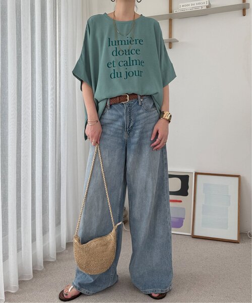 LBC(エルビーシー)の「【接触冷感】ナチュラルリンクルロゴプルオーバー(Tシャツ/カットソー・レディース・チャコール/グリーン/アイボリー・M)」の21枚目の写真