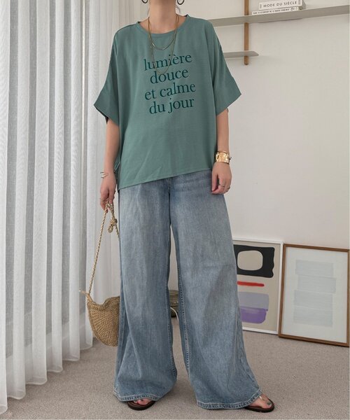 LBC(エルビーシー)の「【接触冷感】ナチュラルリンクルロゴプルオーバー(Tシャツ/カットソー・レディース・チャコール/グリーン/アイボリー・M)」の19枚目の写真