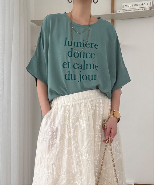 LBC(エルビーシー)の「【接触冷感】ナチュラルリンクルロゴプルオーバー(Tシャツ/カットソー・レディース・チャコール/グリーン/アイボリー・M)」の8枚目の写真