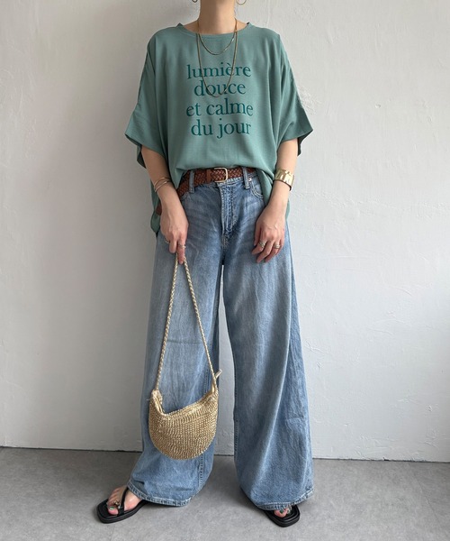 LBC(エルビーシー)の「【接触冷感】ナチュラルリンクルロゴプルオーバー(Tシャツ/カットソー・レディース・チャコール/グリーン/アイボリー・M)」の5枚目の写真