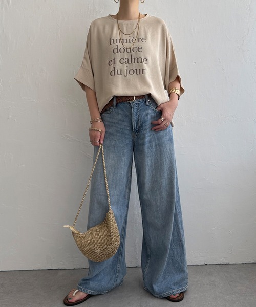 LBC(エルビーシー)の「【接触冷感】ナチュラルリンクルロゴプルオーバー(Tシャツ/カットソー・レディース・チャコール/グリーン/アイボリー・M)」の8枚目の写真