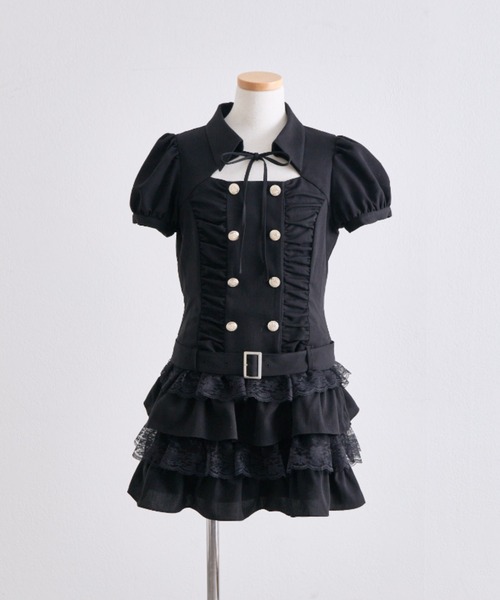 OLIVE des OLIVE（オリーブデオリーブ）の「ダブルティアードシャツワンピ（ワンピース・レディース・チャコールグレー/ブラック/ボルドー・FREE）」の5枚目の写真