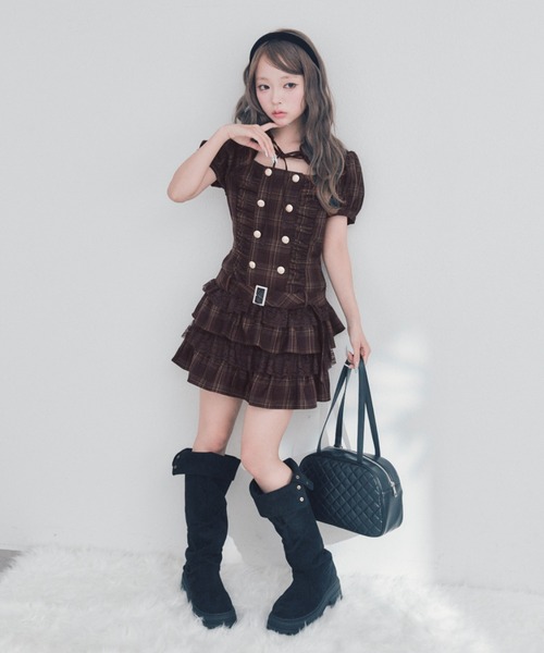 OLIVE des OLIVE（オリーブデオリーブ）の「ダブルティアードシャツワンピ（ワンピース・レディース・チャコールグレー/ブラック/ボルドー・FREE）」の22枚目の写真