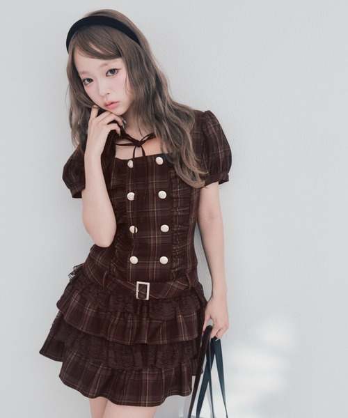 OLIVE des OLIVE（オリーブデオリーブ）の「ダブルティアードシャツワンピ（ワンピース・レディース・チャコールグレー/ブラック/ボルドー・FREE）」の16枚目の写真